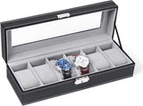 6-slot Leather Watch Box, Watch Box Organizer Glass jewelry Storage Black V1259-DP01-A-2870