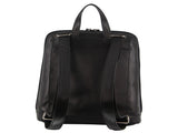 Milleni Ladies Nappa Leather Bag Twin Zip Backpack w/ Zipped Pocket - Black V563-NL3546-BLACK
