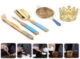 Tea Ceremony Set 304 Stainless Steel Tea Spoon Needle Clip Filter Kit Kung Fu Tea Accessory Gold V1294-YM0718-3118210009911