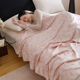 Pink Bamboo Fibre Summer Blanket - Vine Pattern Cooling Throw Blanket 200230cm Lightweight V888-ELOSUNG54969-2