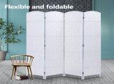 4 Panel Room Divider Decorative Folding Rattan Wicker Screen Room Privacy Separator White V957-SDFOROSN3207S