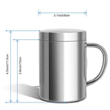 Unbreakable 13.5oz/400ml Stainless Steel Double-Walled Mugs with Lid and Handles for Camping V1192-AZ-W-11249