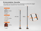 3-in-1 Extendable Cleaning System with Rotatable Head, Stiff Bristle Brush, Microfiber Pad, and V1107-CS-CBYSS