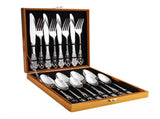 4Set / 16PCS Silver Royal Court Cutlery Set - Vintage Hollow Engraved 410 Stainless Steel Dinnerware V888-ELOSUNG42105