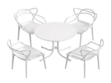 Gardeon 5PCS Outdoor Dining Set Table and Chairs Garden Patio Furniture Entwine White ODF-DIN-5STFD-601-WH