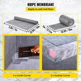VEVOR Waterproofing Shower Kit Shower Kit Tray 38''x60'' with Central Drain ABS V952-LYDZT38X60ABSMK9SV0