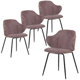 Set of 4 Dining Chairs with Corduroy Cord Fabric in Pink V563-68405_2X
