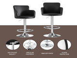 Artiss 1x Leather Bar Stools Swivel Adjustable Gas Lift PU Counter Chairs Black BA-K-7200-BK