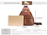 Brown Black Leather Sling Bag Crossbody Bag Chest Bag Travel Bag Quality Leather Bag V1347-127-BLA-20010