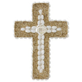 Handcrafted Shell & Narrow Weave Border Wall Hanging Cross 30x3cm V637-33795CRS