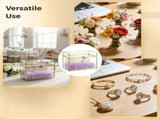 Golden Clear Glass Jewelry Box, Card Box, Elegant Glass Keepsake Memory Box, Decorative V1192-AZ-W-18499