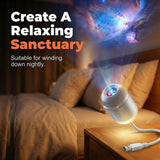 2 in 1 Projector Night Light USB Starry Sky Projection Lamp with Adjustable Brightness for Bedroom V1192-AZ-W-26362