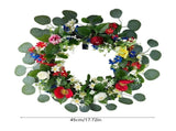 4th of July Eucalyptus Wreath for Front Door, 18 inch USA 250th Anniversary Patriotic Outdoor V1366-AZ2-W-14183