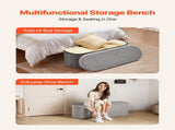 Oval Storage Ottoman Bench, Foldable Teddy Fleece End of Bed Bench, Folding Upholstered Bed Ottoman V952-BYWSZYKZDK40KOB06001V0