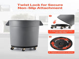Trash Can Dolly, Fit 20, 32, 44, 55 Gallon Containers, Round Trash Can Roller Base with 4 Lockable V952-LJTTCHS1JYXBCQQ2TV0