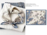 Mulberry Silk Square Scarf for Women - 53x53cm Floral Print Neck Scarf with Gift Box, Soft V888-ELOSUNG53096