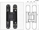 7 Inch Invisible Hinges - Black Pack of 2 - Modern Style - Metallic Finish - Zinc & V1258-DP02-C-100