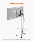 Rolling TV Stand, Mobile TV Cart for 32-65 Inch Screens, Height Adjustable, Portable Monitor Stand V952-TYSDLDDSJZJZGTD2Z001V0