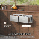 Outdoor Kitchen Drawers 30" W x 10" H x 20" D, Horizontal Double BBQ Access Drawers Stainless Steel V952-CTG30X10X20000001V0
