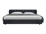 Artiss Bed Frame King Size with 4 Drawers Charcoal MILA AGATEPACKAGE-CHAR-K