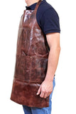 Pierre Cardin Professional Leather Apron Butcher Woodwork Hairdressing Barber Chef - Cognac V563-PC3433-COGNAC