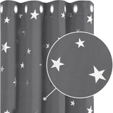 2 pcs Set Thermal Blackout Curtains Anti Cold Silver Star Pattern Eyelet Curtains 132X245Cm Light V1188-MS-227-2194