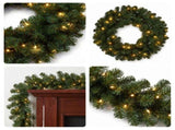 Christabelle Pre-Lit Highland Pine Wreath 61cm and Garland 2.74m Warm White LED Battery Timer D CMB-WFLHP-WG