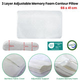 Hotel Living Adjustable 3-Layer Memory Foam Contour Pillow 41x66cm V442-ATX-PILLOW-3LAYERADJUSTFOAM-WHITE-QS