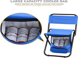 Portable Folding Camping Chair with Insulated Cooler Bag, HeavyDuty Steel Frame Fishing Chair with V1188-MS-901-006