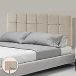 Linen Fabric Double Bed Deluxe Headboard Bedhead - Beige V63-821383