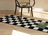 Runner Rug Black White Plaid Pattern Vintage Style Water Absorbent Stain Resistant Runner Carpet for V1294-YM0512-3117220256315