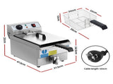 Devanti 3000W Electric Deep Fryer 10L Stainless Steel Fryer w/ Basket & Lid CDF-DR10-SINGLE-SI
