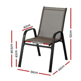 Gardeon 6PC Outdoor Dining Chairs Stackable Lounge Chair Patio Furniture Brown FF-STA-CHAIR-BR-X6