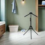 Adjustable Black Foldable Clothes Steamer Rack with Wide Base Ergonomic Height for Home and Retail V1366-AZ2-W-22566