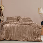 Ardor Vivienne Champagne Crushed Velvet Quilt Cover Set Queen V442-INT-QUILTCS-VIVIENNE-CHAMPAGNE-QS