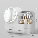 Ivory White LED Vanity Makeup Organizer with Partition Storage and Touch-Control Mirror - Large V888-ELOSUNG15129