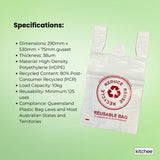 500x Large Reusable Plastic Singlet Shopping Bags - 80% Recycled 38UM Compliant V238-SUPDZ-40993636941904