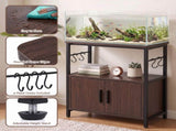 Artiss 20 Gallon Fish Tank Stand 3-Tier Aquarium Stand with Storage Cabinet and Open Shelf Walnut MET-FTS-26140-WN