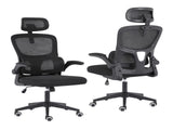 Work Office Chair - Lumber Support, Flip-up Armrest, Adjustable Headrest SITIO - Black V274-FT-OC-2656A-BK