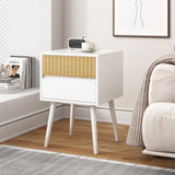 Oslo Bedside Table with 2 Drawer in White & Natural V369-203707-WHITE