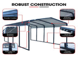 SHADE SHIELD Single Carport Shed 3.3 x 6 x 2.9m, Galvanised Steel Frame, Powder Coated Gable Roof, V219-CPRSINPCSG6A