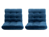 Artiss 2PCS Floor Lounge Sofa Bed Flannel Fabric Navy FLOOR-SBL-M193-S-NAX2