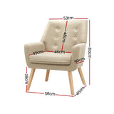 Artiss Armchair Linen Fabric Anne Beige UPHO-B-ARM04-BG