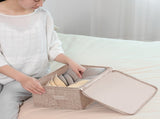 SOGA 2X Beige Small Portable Double Zipper Storage Box Moisture Proof Clothes Basket Foldable Home SBOX023X2