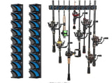 2 Sets Vertical Wall Mounted Fishing Rod Rack - 9-Slot Fishing Pole Holder for Garage, Professional V888-ELOSUNG18427