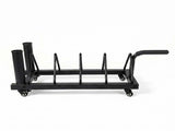 Centra Horizontal Bumper Plate Rack with Wheels Barbell Weight Storage Holder SP1093-BK-AU