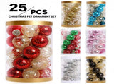 25-Piece PET Christmas Ball Ornament Set with Glitter and Sequin Detailing, Shatterproof Holiday V1341-ZY-JJ9ULJV3-PINK