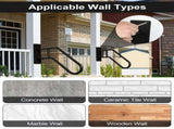 Handrails Outdoor Steps Stair Railing Indoor, 1 to 3 Steps Stairs Wall Mounted Metal Handrail V1370-AZ4-05555