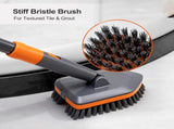 3-in-1 Extendable Cleaning System with Rotatable Head, Stiff Bristle Brush, Microfiber Pad, and V1107-CS-CBYSS