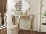 Heavy Duty Glossy Mirrored Makeup Vanity Table Semi-Circle Narrow Console Table V767-CJ-Z117